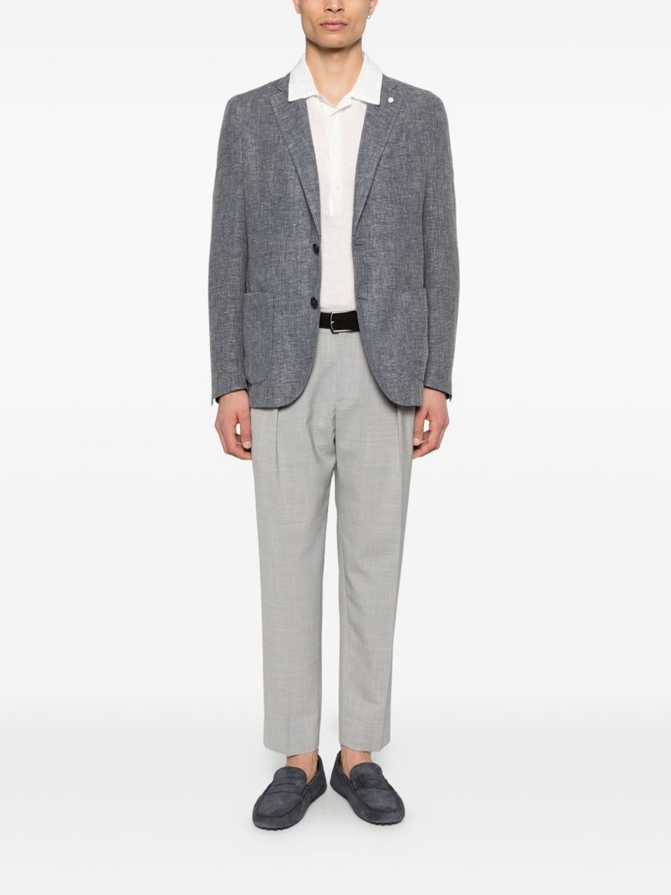 Luigi Bianchi Brando Blue Single Breasted Jacket Grijs