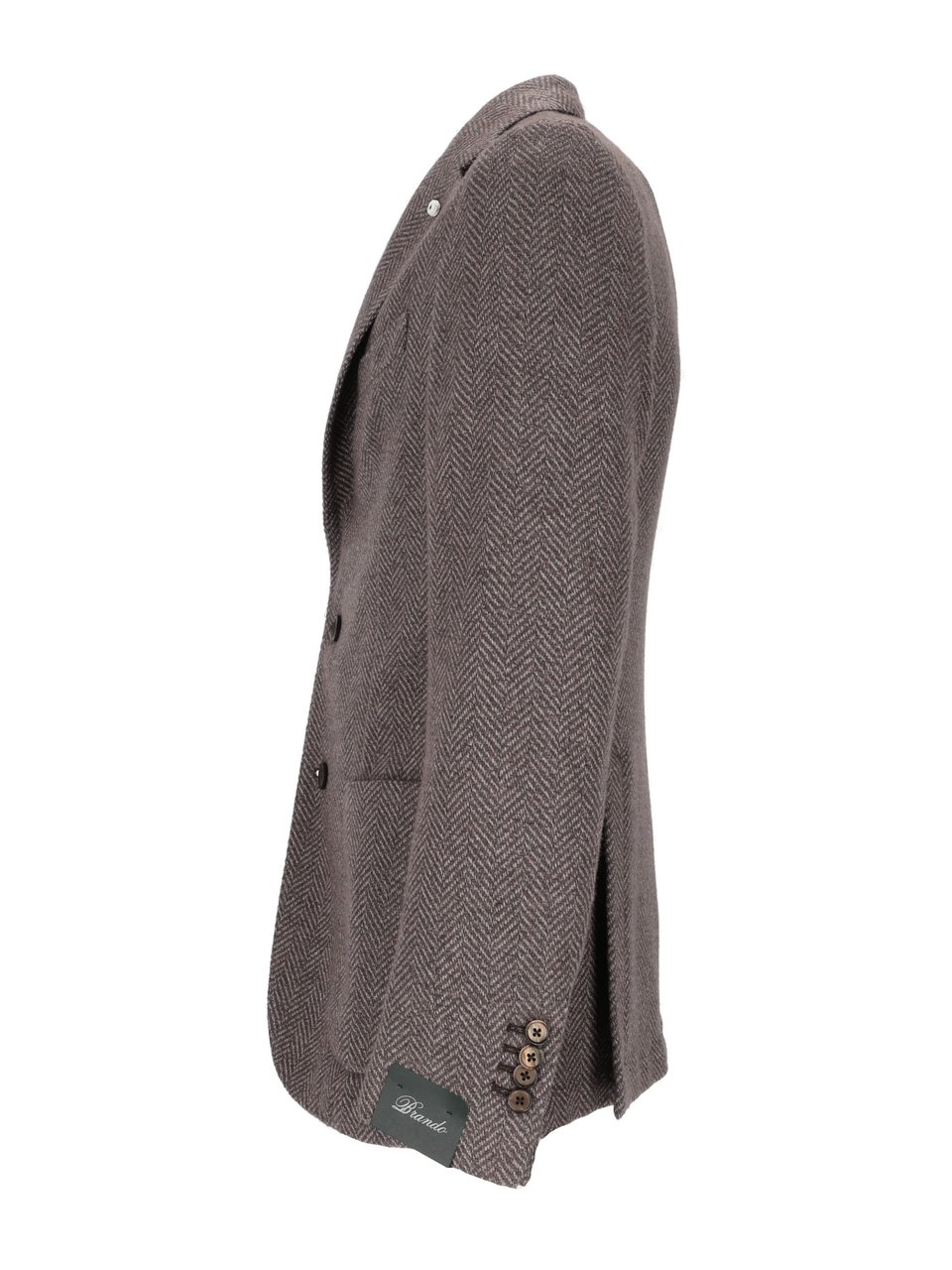 Luigi Bianchi Tailored Herringbone Jacket With Structured Silhouette Bruin
