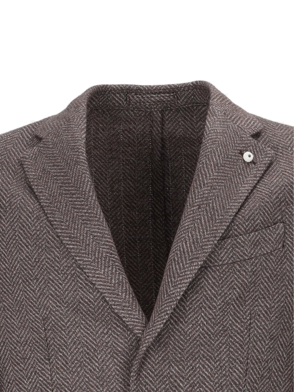 Luigi Bianchi Tailored Herringbone Jacket With Structured Silhouette Bruin