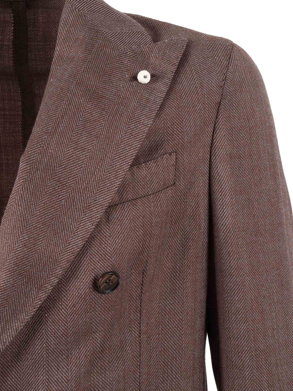Luigi Bianchi Double Breasted Drop S Herringbone Blazer Grijs