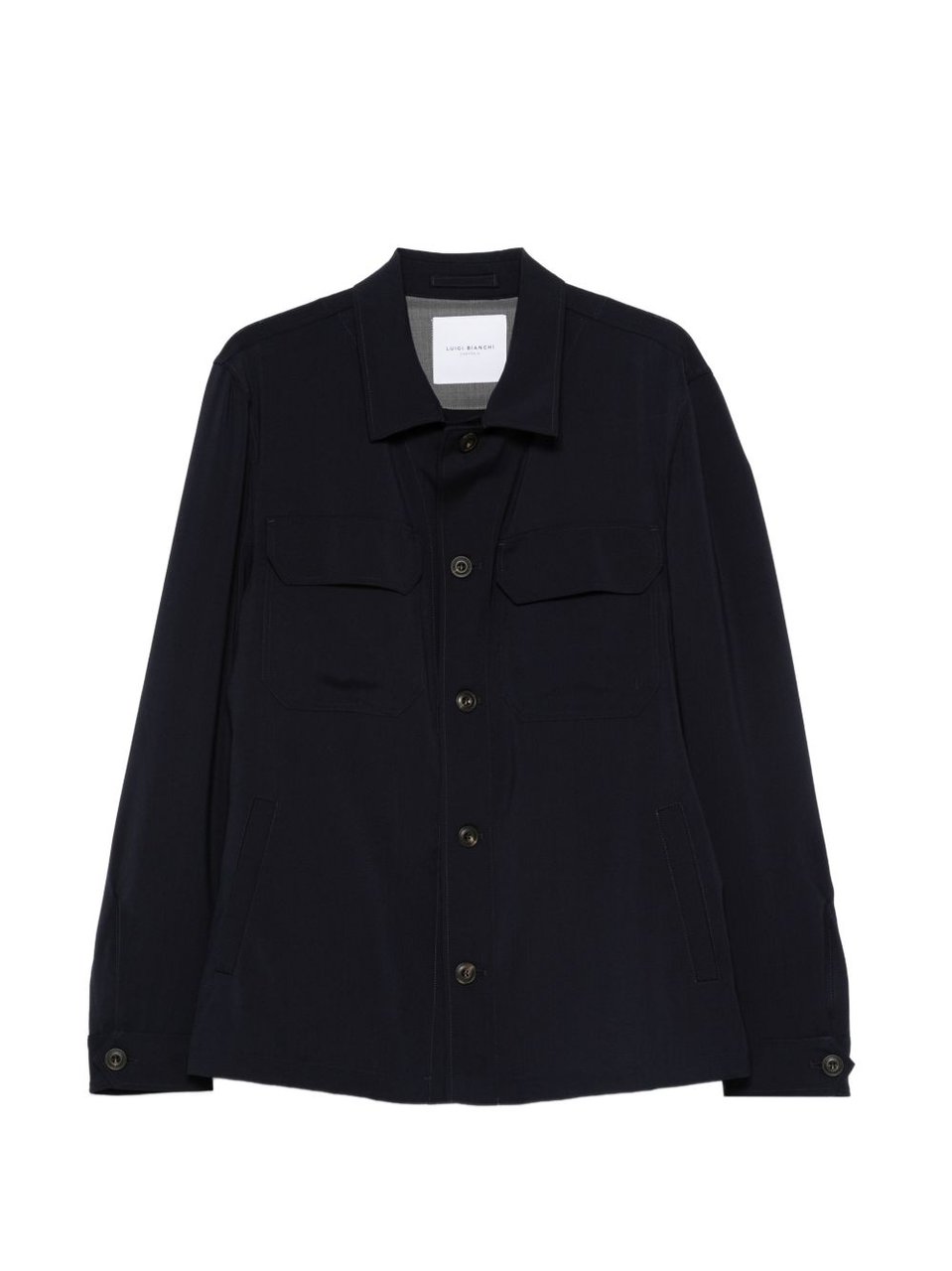 Luigi Bianchi Brando Minimalist Tailored Flap Jacket Zwart