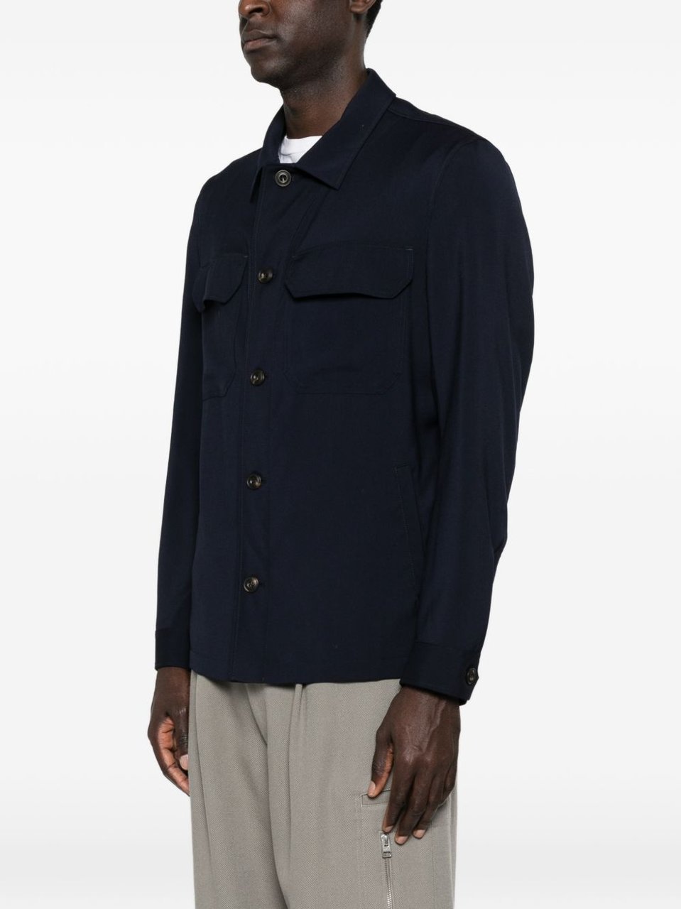 Luigi Bianchi Brando Minimalist Tailored Flap Jacket Zwart