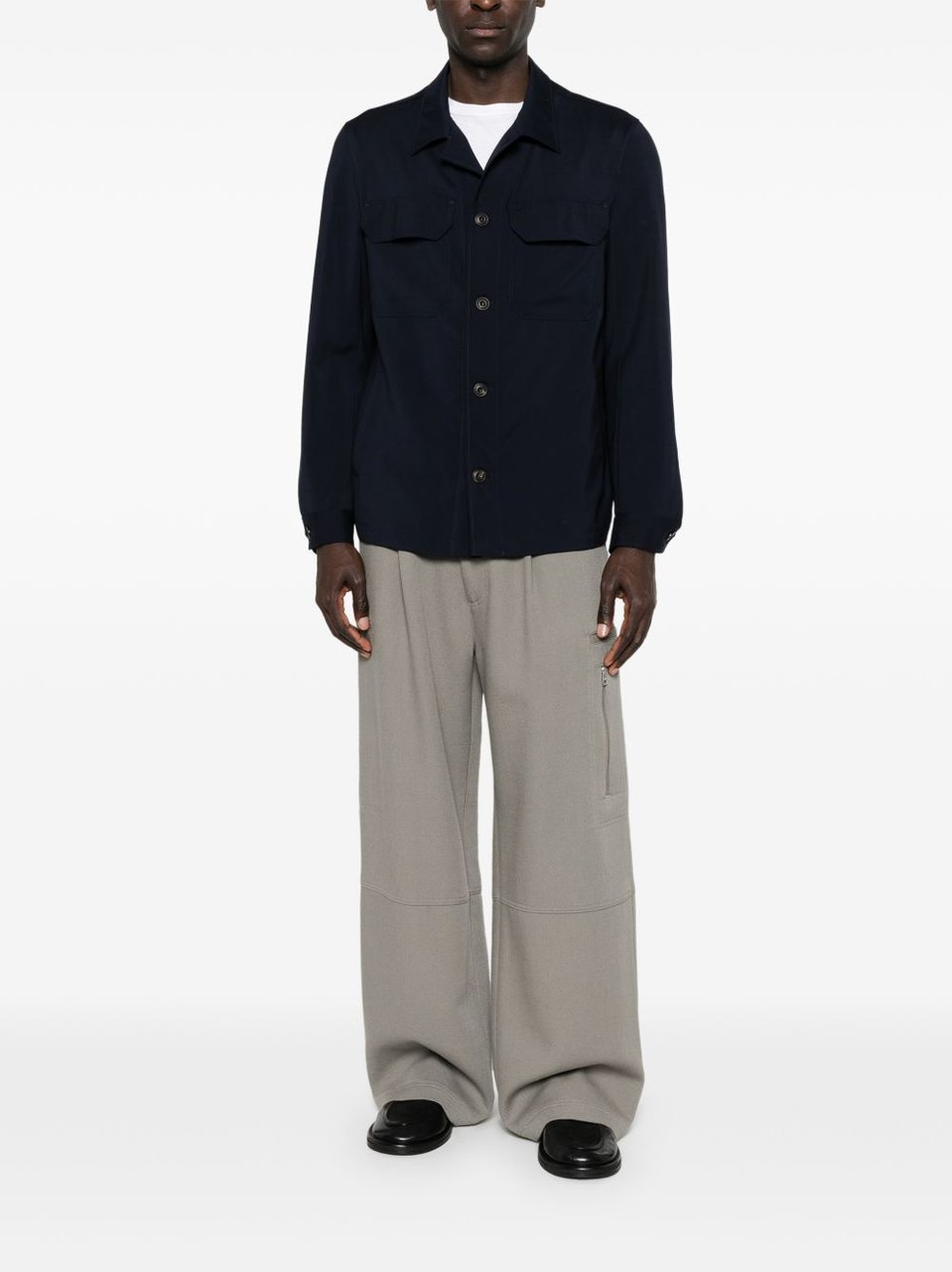 Luigi Bianchi Brando Minimalist Tailored Flap Jacket Zwart