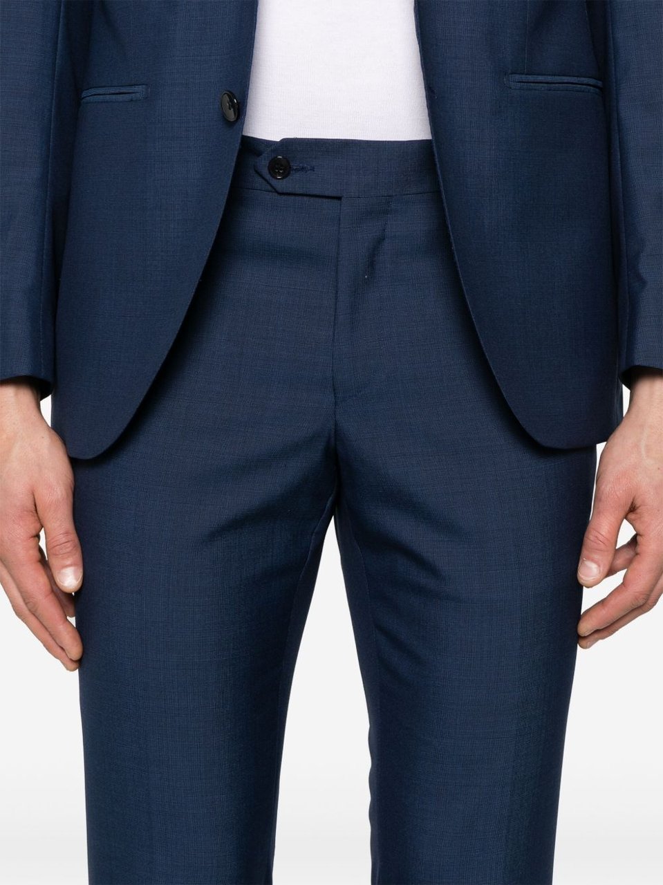 Luigi Bianchi Navy Blue Tailored Wool Suit Zwart