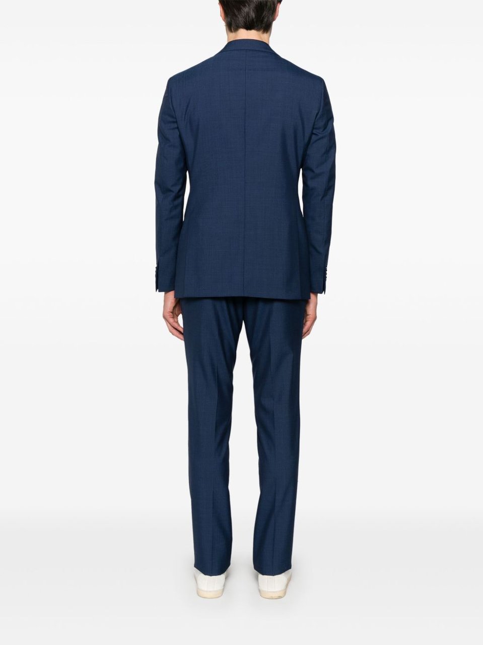 Luigi Bianchi Navy Blue Tailored Wool Suit Zwart