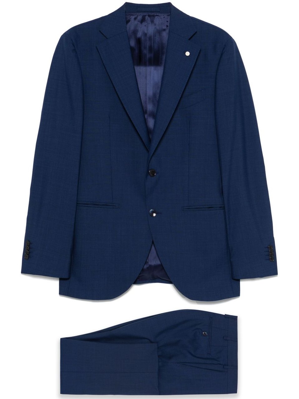 Luigi Bianchi Navy Blue Tailored Wool Suit Zwart