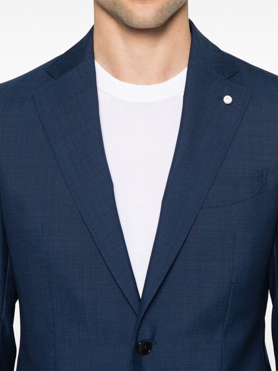 Luigi Bianchi Navy Blue Tailored Wool Suit Zwart