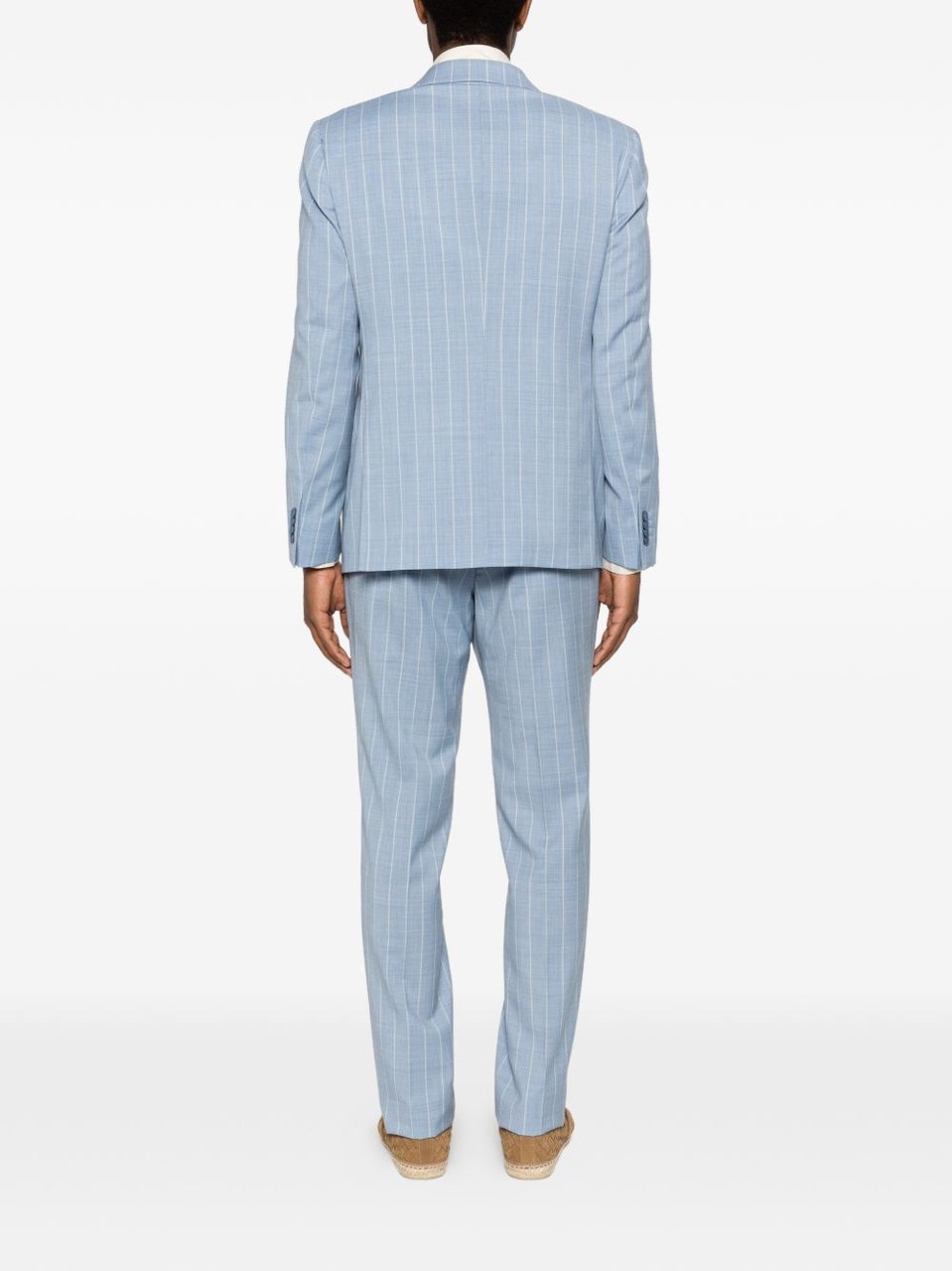 Luigi Bianchi Pinstriped Virgin Wool Blend Suit Blauw
