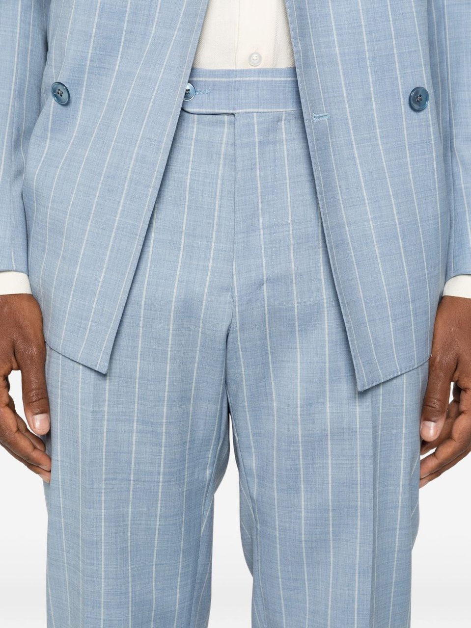 Luigi Bianchi Pinstriped Virgin Wool Blend Suit Blauw