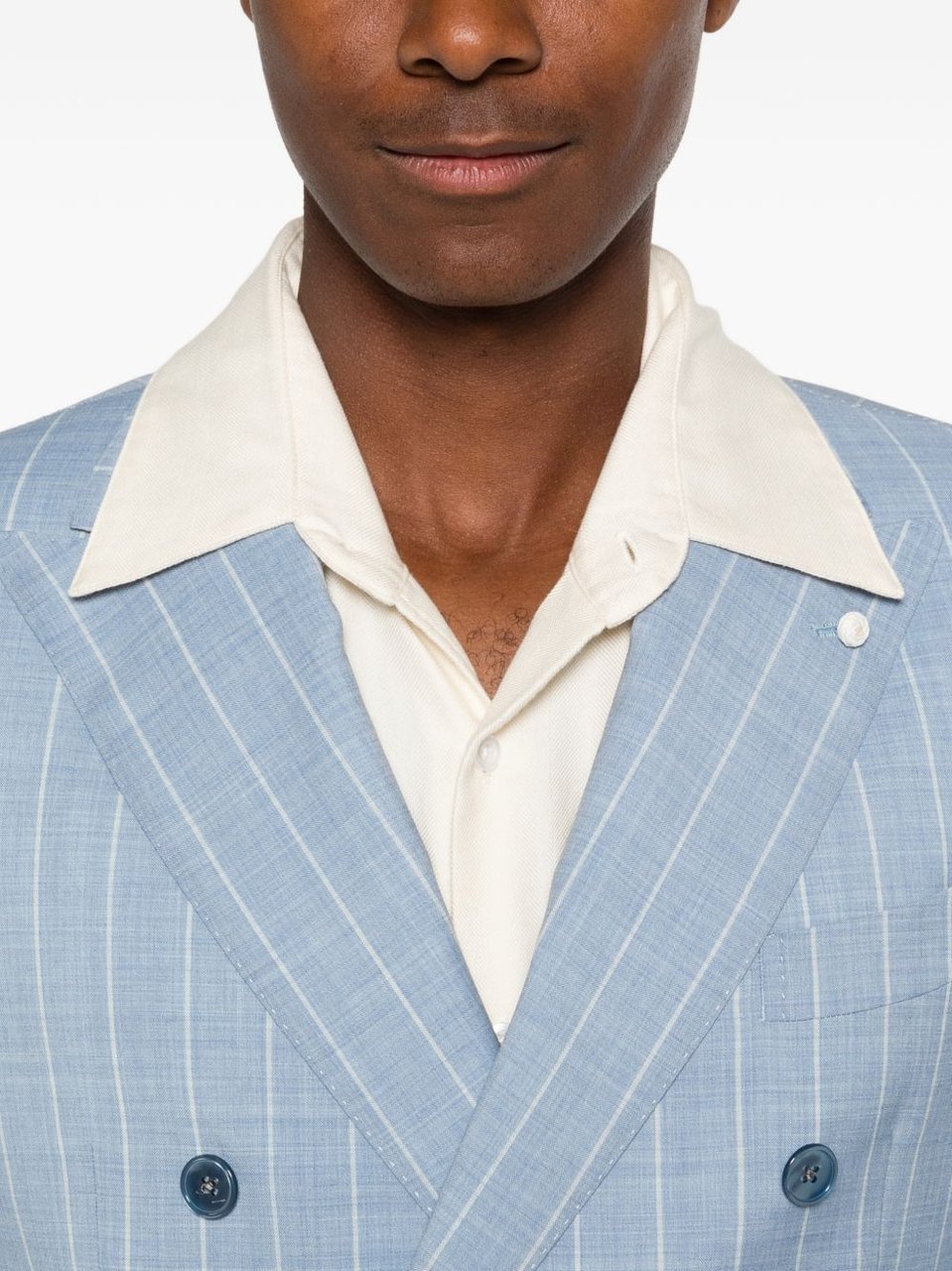 Luigi Bianchi Pinstriped Virgin Wool Blend Suit Blauw