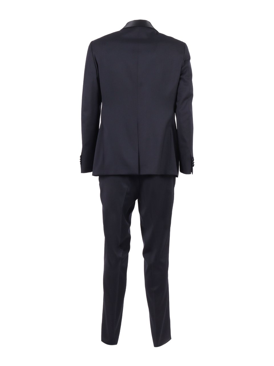 Luigi Bianchi Black Satin Shawl Collar Suit Zwart