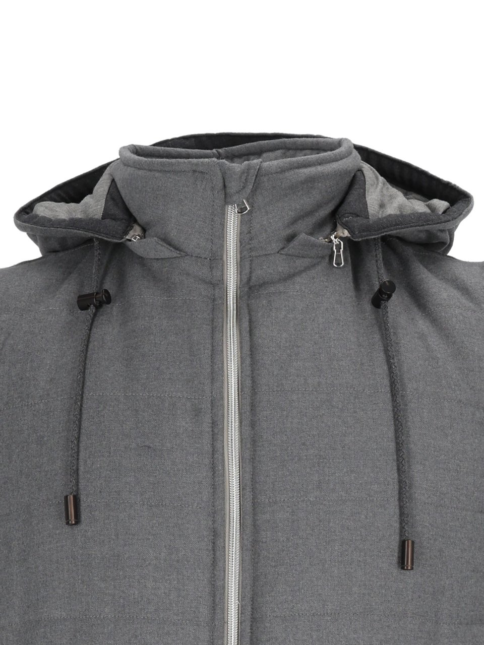 Luigi Bianchi Sleeveless Padded Vest with High Collar and Adjustable Hood Grijs