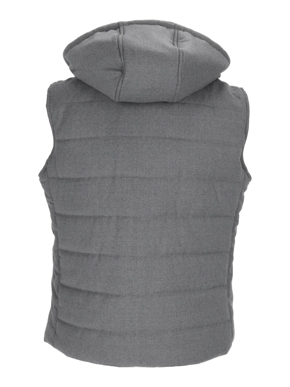 Luigi Bianchi Sleeveless Padded Vest with High Collar and Adjustable Hood Grijs