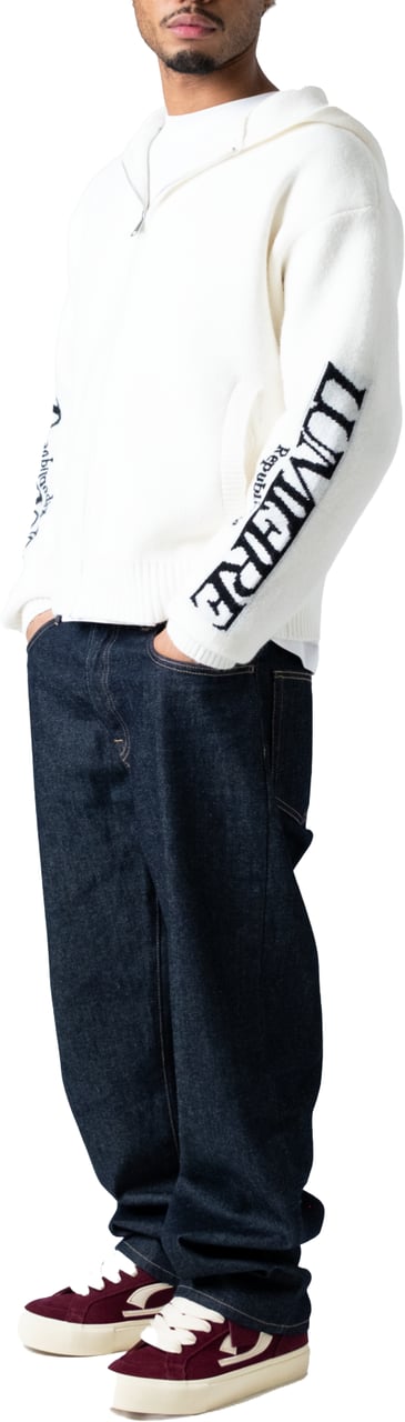 LUMI3RE The Republique Knitted Zipper Hoodie White Wit