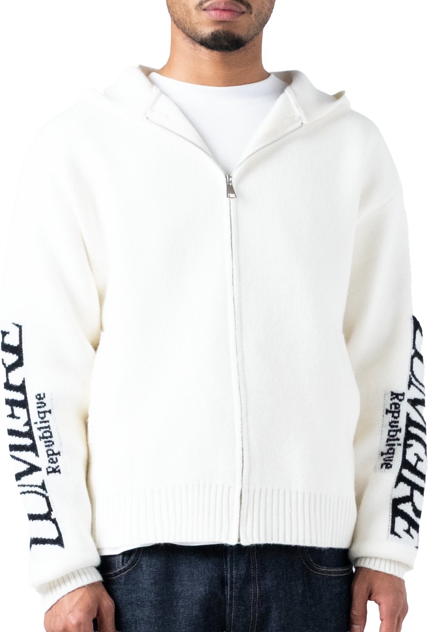 LUMI3RE The Republique Knitted Zipper Hoodie White Wit