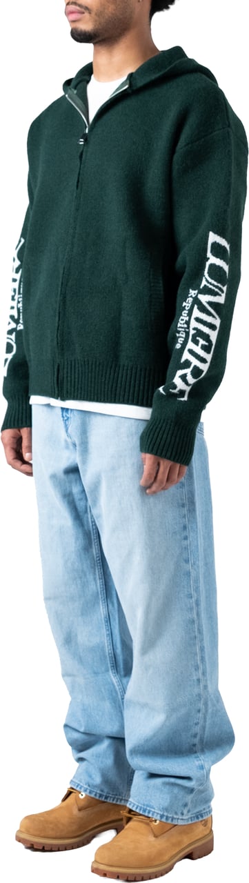 LUMI3RE The Republique Knitted Zipper Hoodie Green Groen
