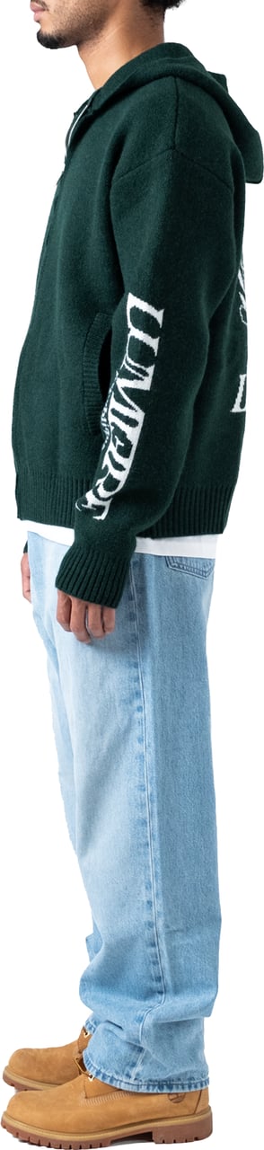 LUMI3RE The Republique Knitted Zipper Hoodie Green Groen