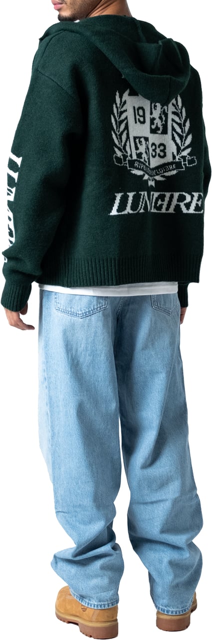 LUMI3RE The Republique Knitted Zipper Hoodie Green Groen