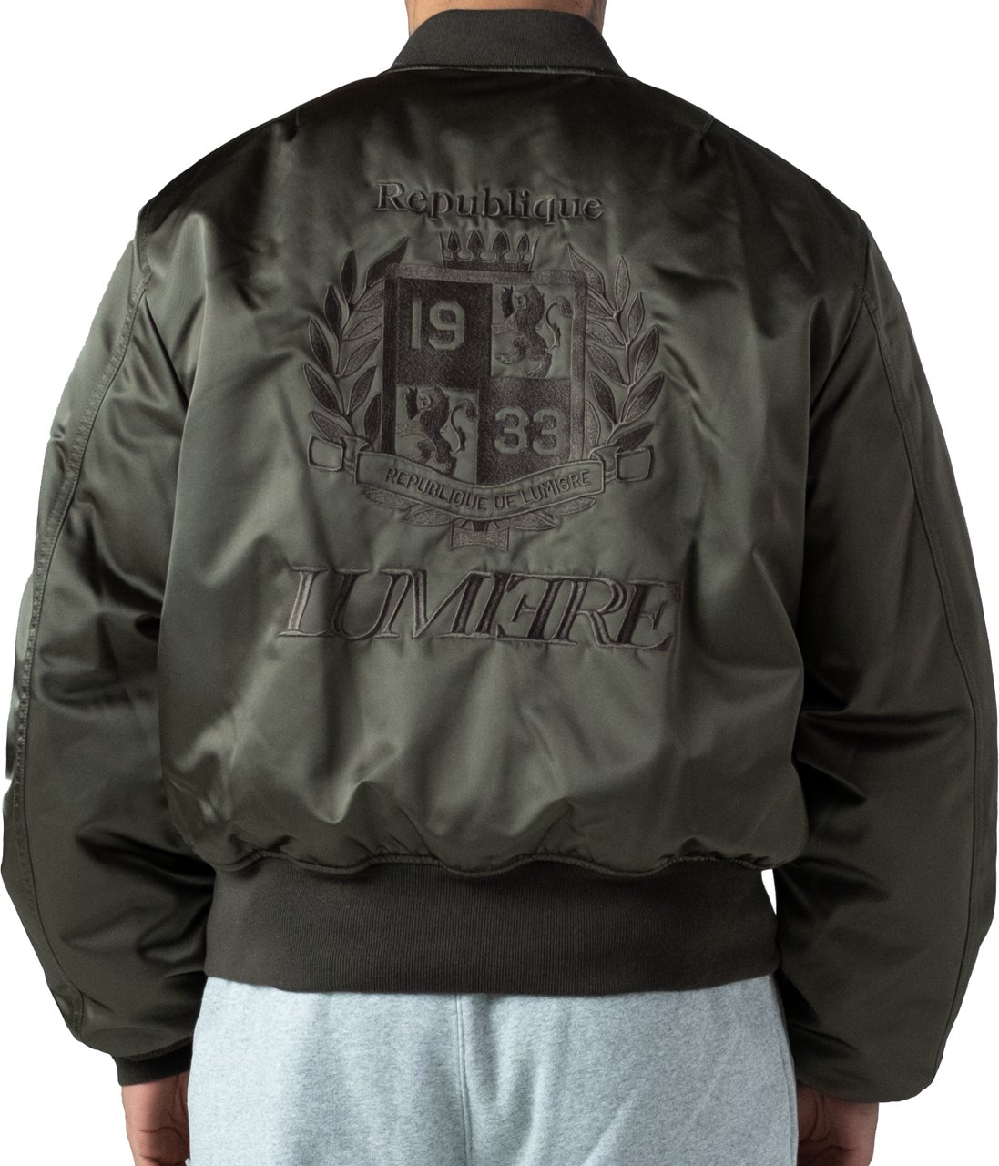 LUMI3RE Republique Nylon Bomber Jacket Green Groen