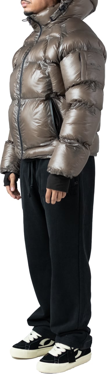 LUMI3RE Brown Wave Logo Pattern Jacket Bruin