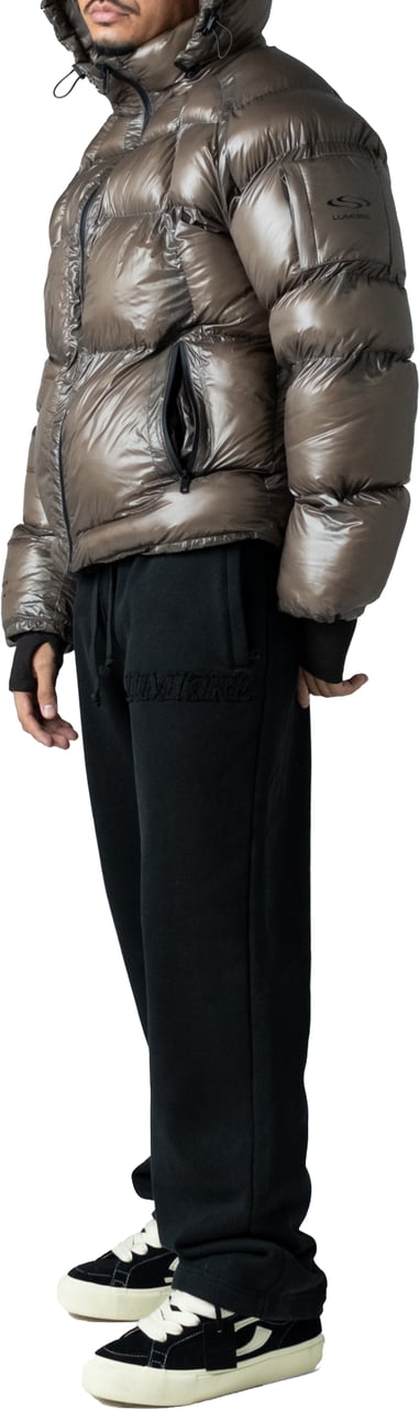 LUMI3RE Brown Wave Logo Pattern Jacket Bruin