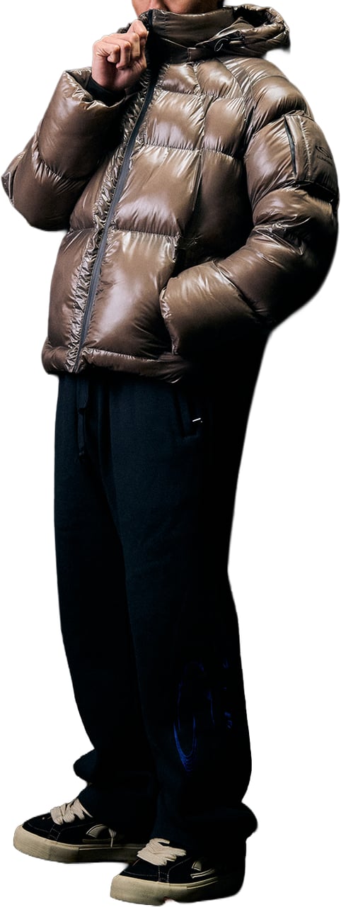 LUMI3RE Brown Wave Logo Pattern Jacket Bruin