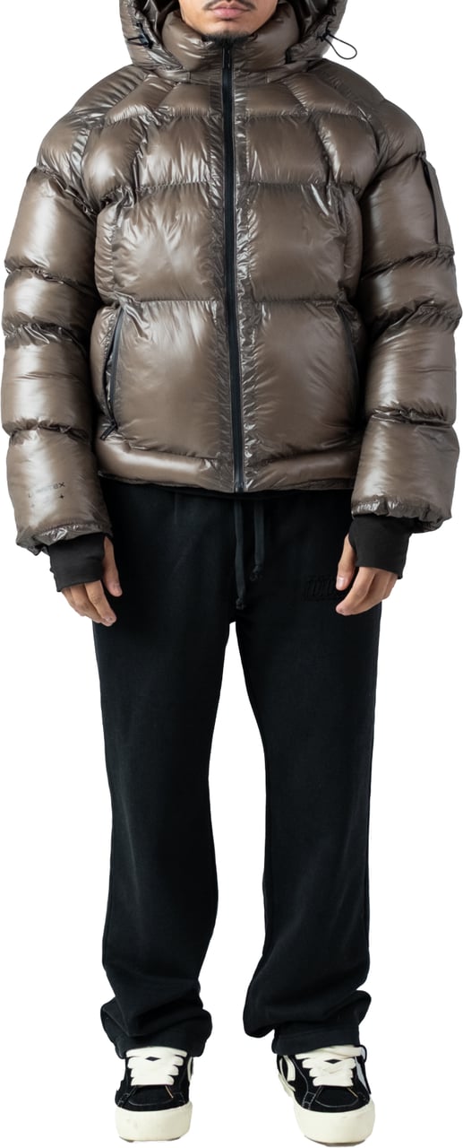 LUMI3RE Brown Wave Logo Pattern Jacket Bruin