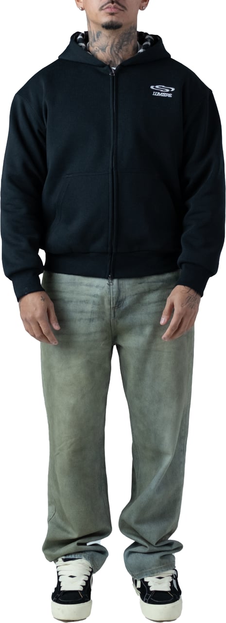 LUMI3RE Wave Logo Plaid Hoodie Black Zwart