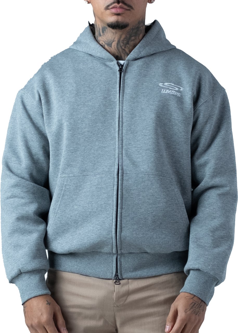 LUMI3RE Wave Logo Plaid Hoodie Grey Grijs