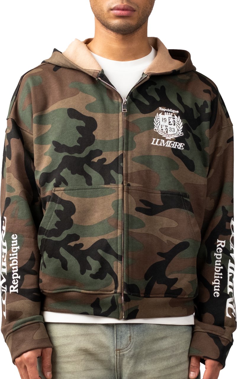 LUMI3RE Camo Republique Zipper Hoodie Groen