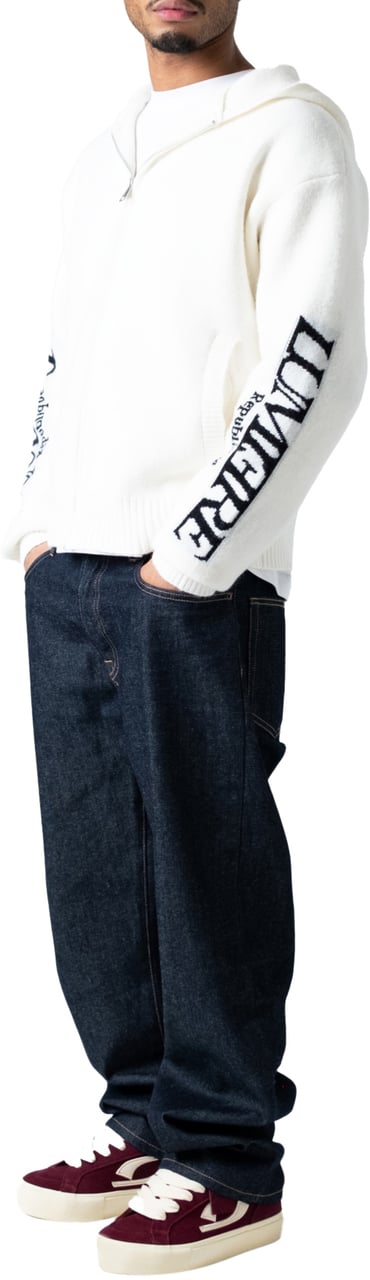 LUMI3RE The Republique Knitted Zipper Hoodie White Wit