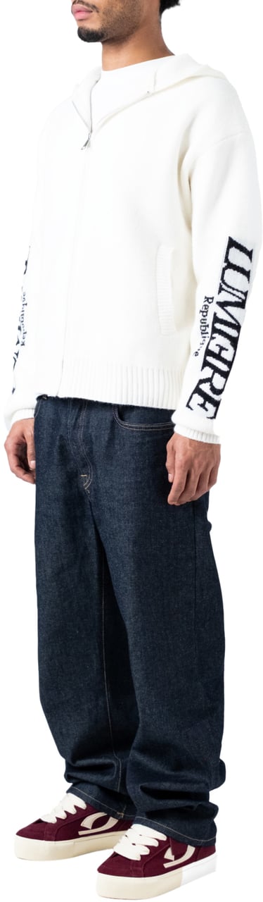 LUMI3RE The Republique Knitted Zipper Hoodie White Wit
