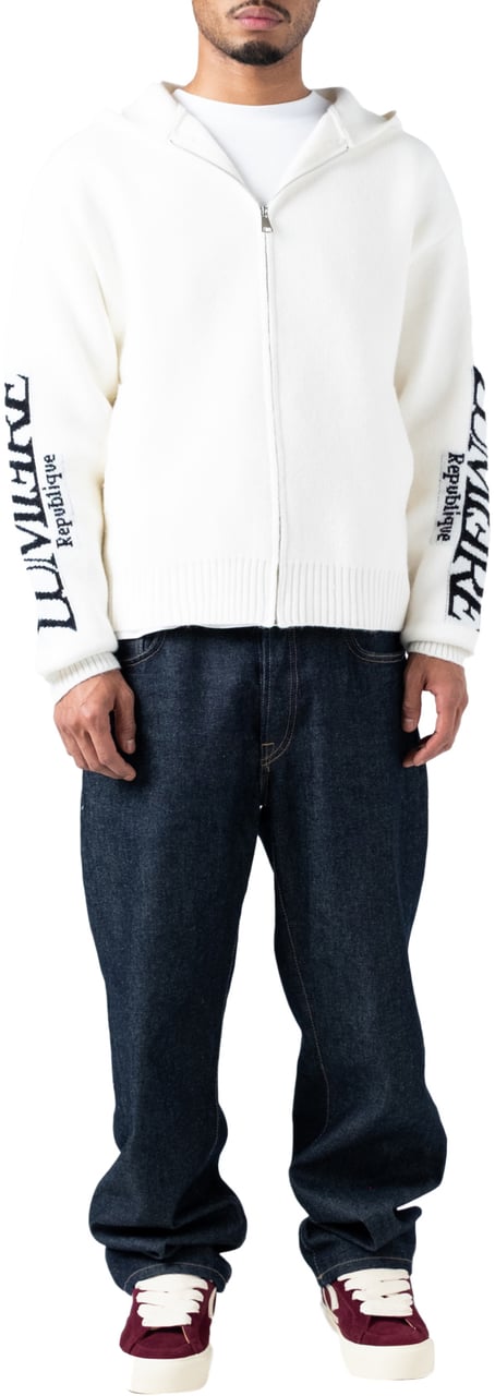 LUMI3RE The Republique Knitted Zipper Hoodie White Wit