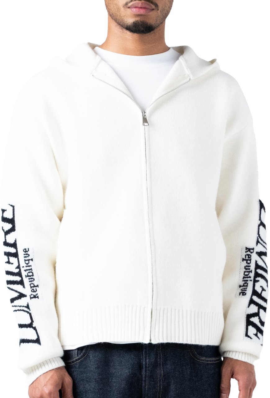 LUMI3RE The Republique Knitted Zipper Hoodie White Wit