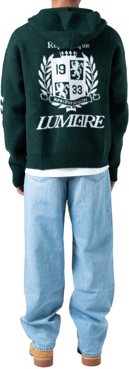 LUMI3RE The Republique Knitted Zipper Hoodie Green Groen