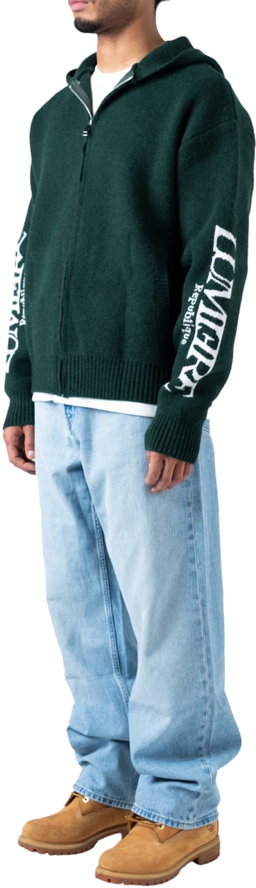 LUMI3RE The Republique Knitted Zipper Hoodie Green Groen