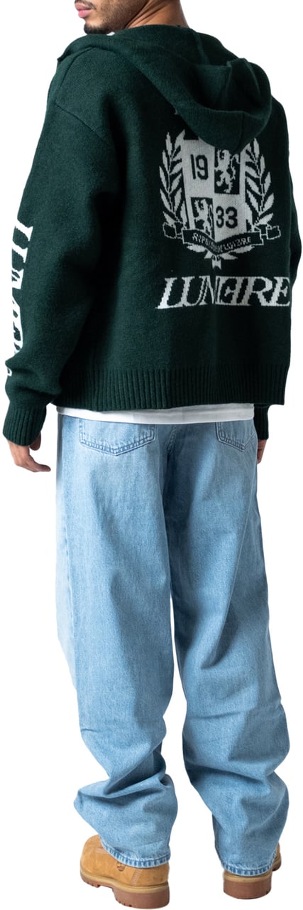 LUMI3RE The Republique Knitted Zipper Hoodie Green Groen