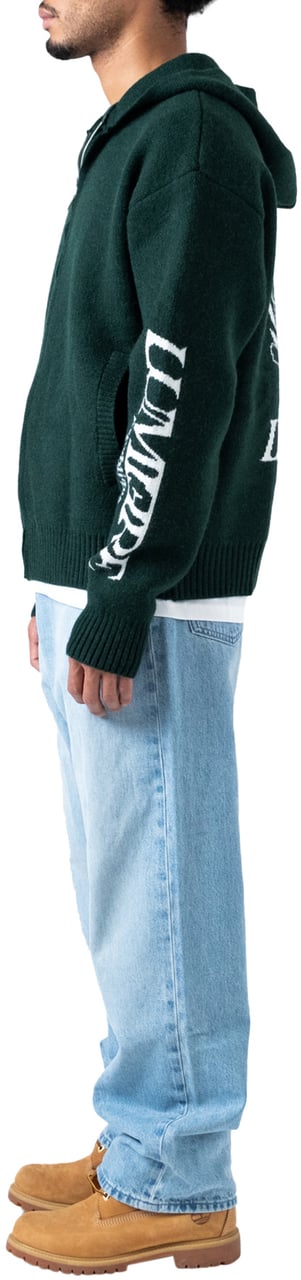 LUMI3RE The Republique Knitted Zipper Hoodie Green Groen