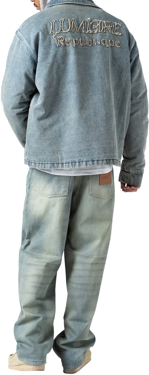 LUMI3RE Destroyed Washed Denim jacket Lichtblauw