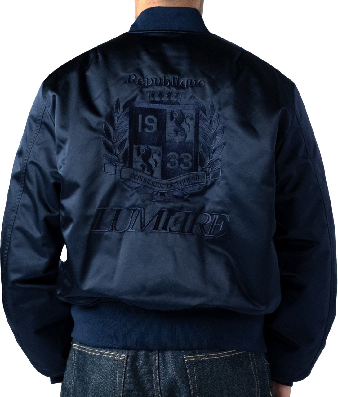 LUMI3RE Republique Nylon Bomber Jacket Blue Blauw