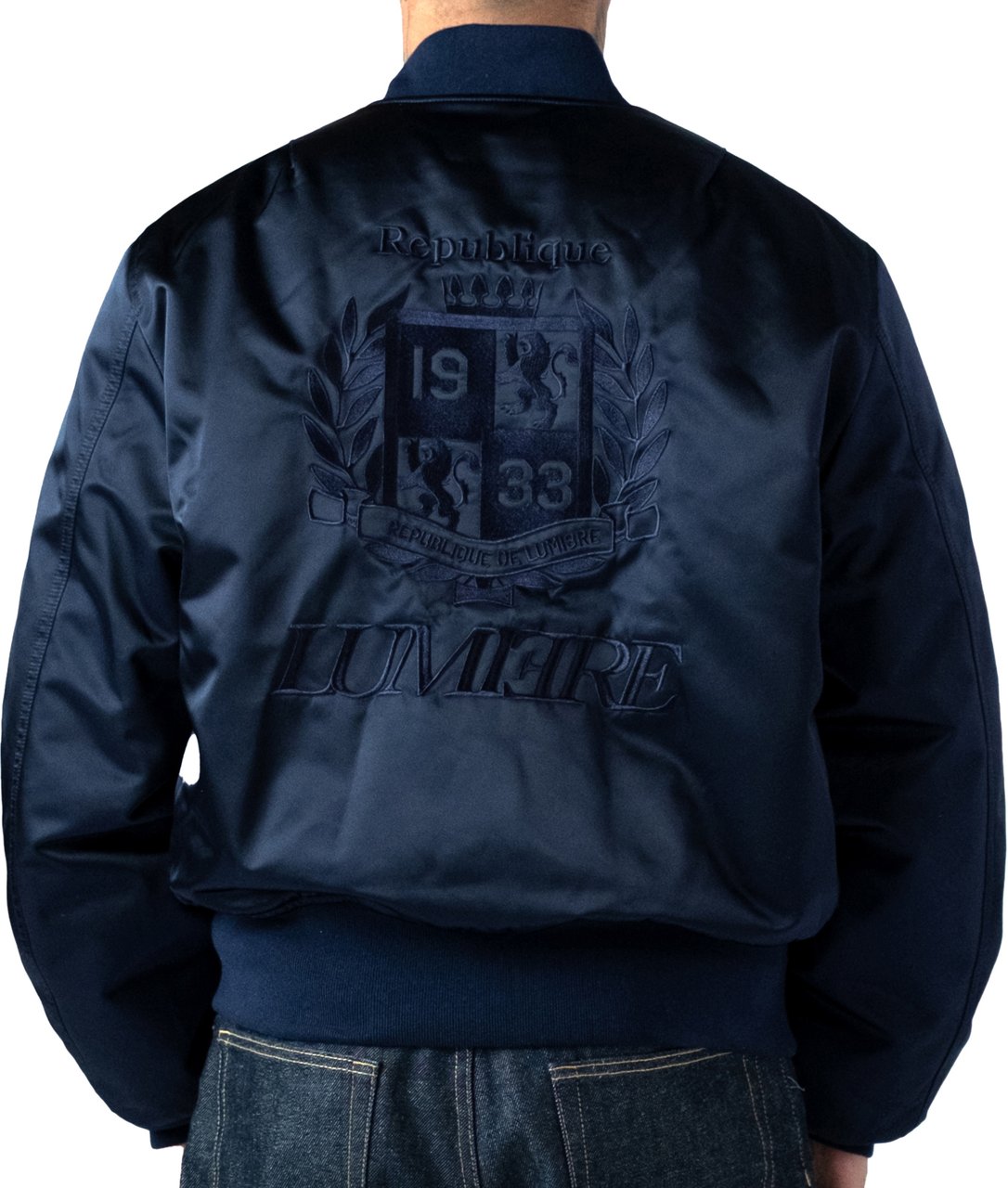 LUMI3RE Republique Nylon Bomber Jacket Blue Blauw