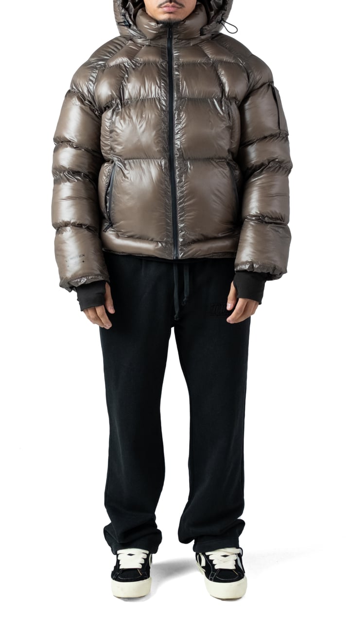 LUMI3RE Brown Wave Logo Pattern Jacket Bruin