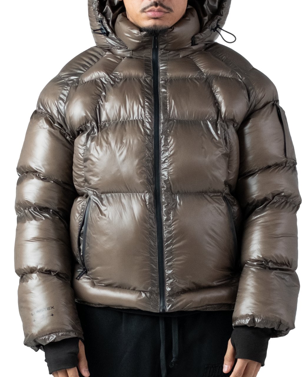 LUMI3RE Brown Wave Logo Pattern Jacket Bruin