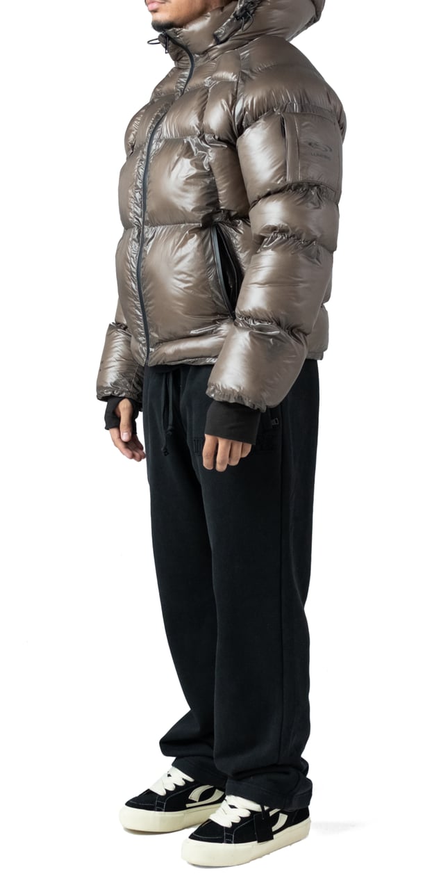 LUMI3RE Brown Wave Logo Pattern Jacket Bruin