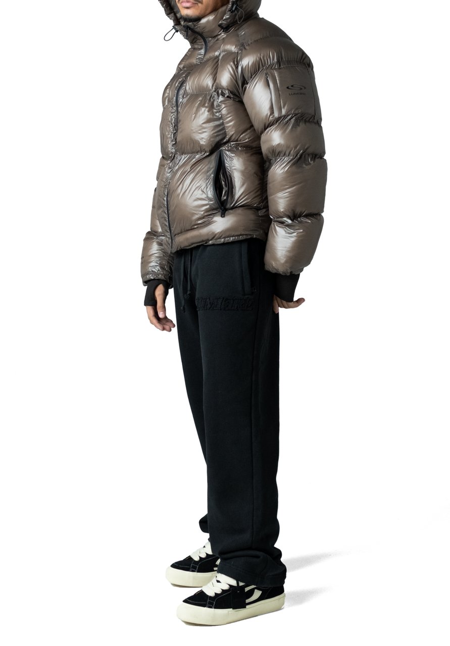 LUMI3RE Brown Wave Logo Pattern Jacket Bruin