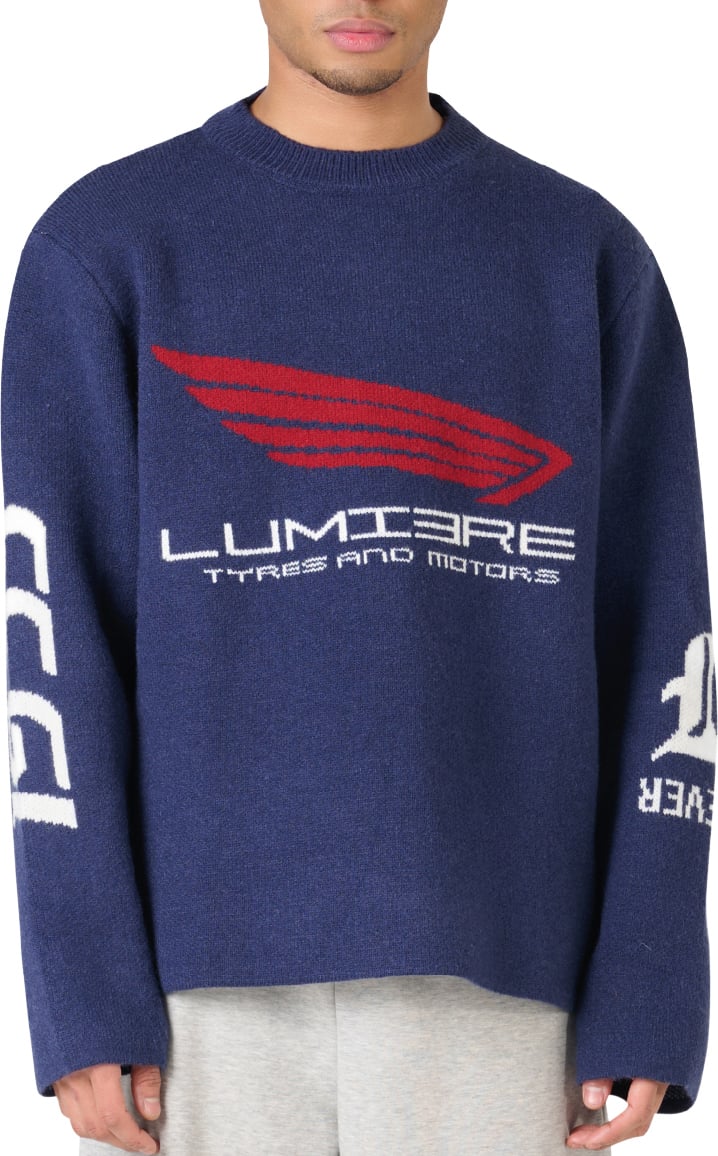 LUMI3RE The Knitted Motors Jersey Blue Blauw