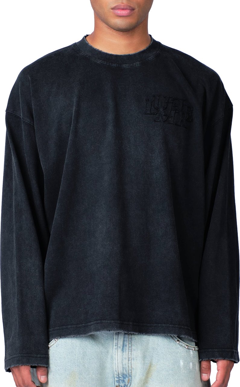 LUMI3RE The Patch Longsleeve Washed Black Zwart