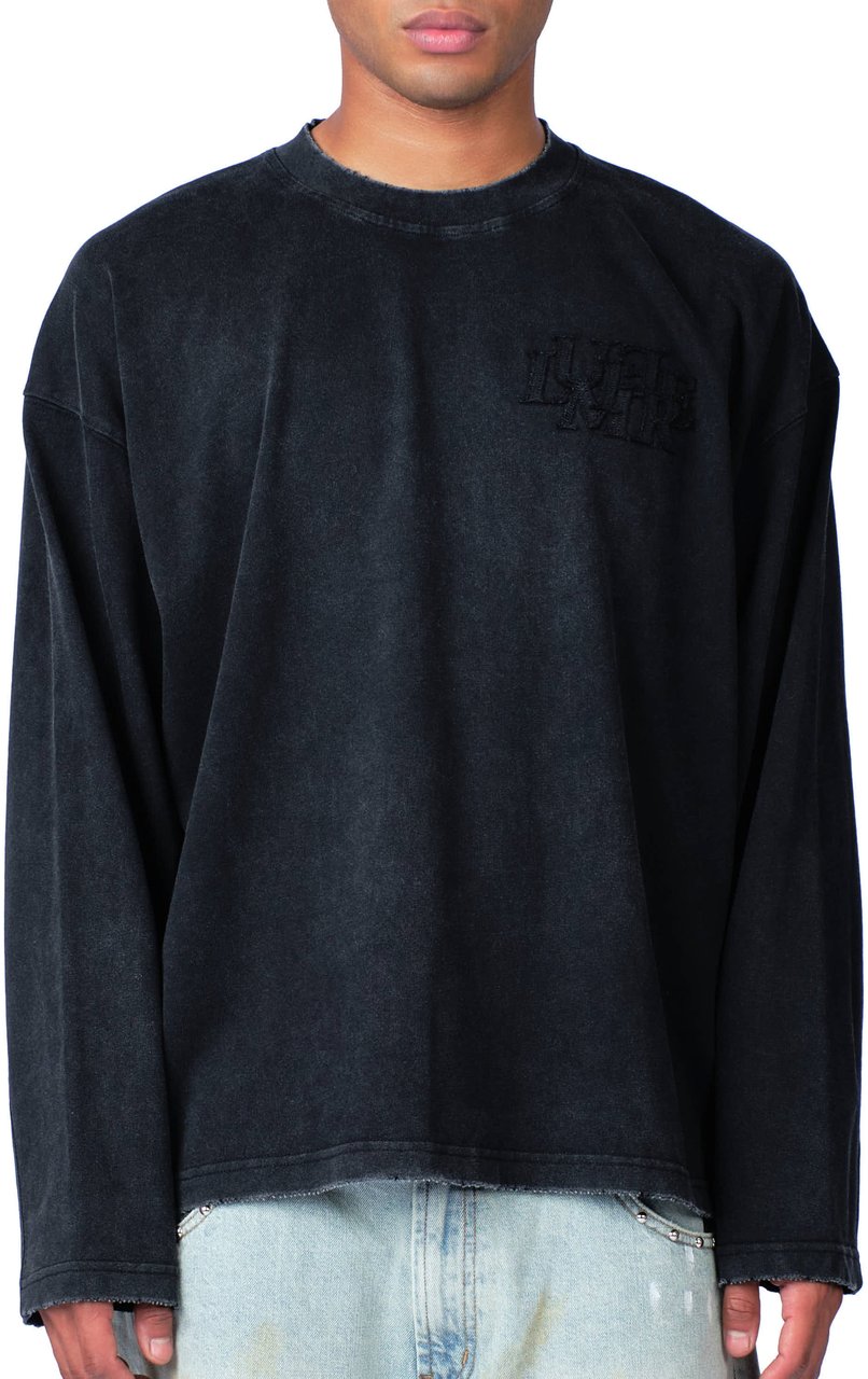 LUMI3RE The Patch Longsleeve Washed Black Zwart