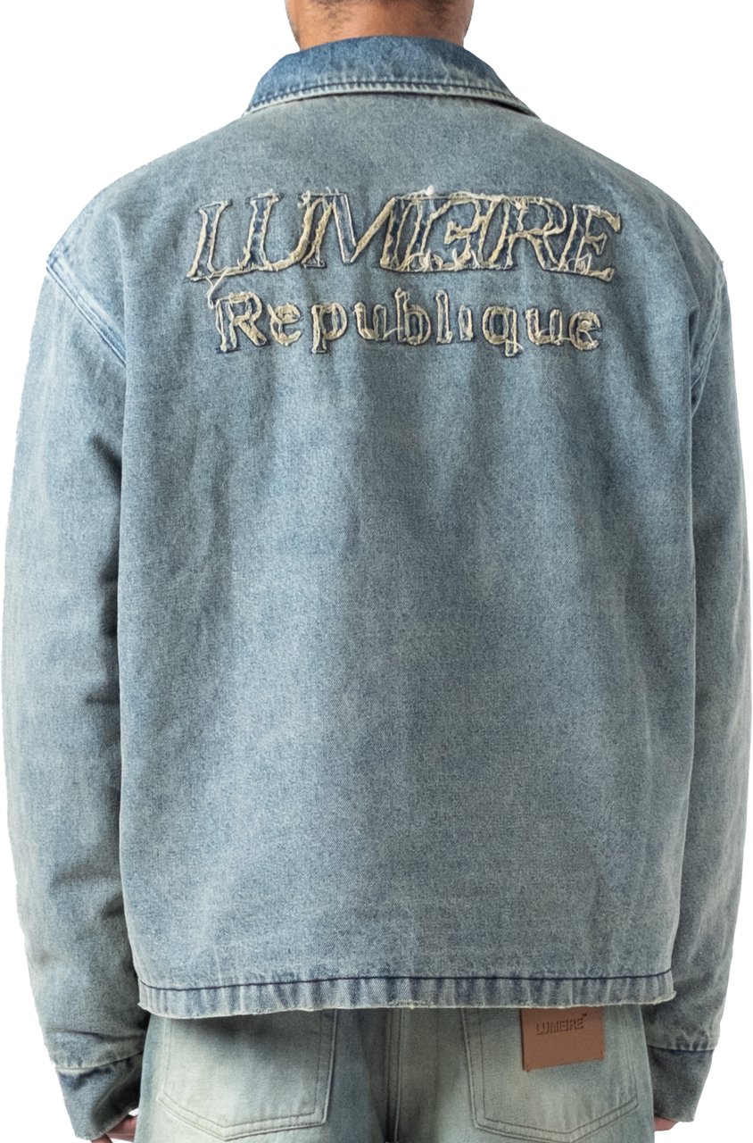 LUMI3RE Destroyed Washed Denim jacket Lichtblauw