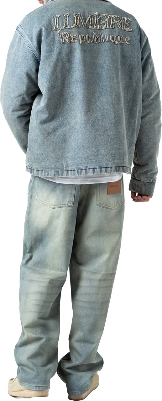 LUMI3RE Destroyed Washed Denim jacket Lichtblauw